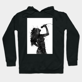 Girl Singing Black and White Silhouette Hoodie